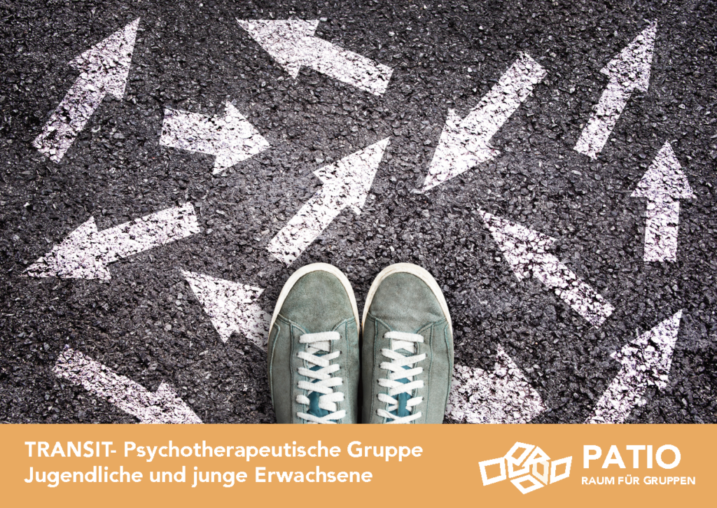 Deckblatt Flyer "TRANSIT- Psychotherapeutische Gruppe Jugendliche und junge Erwachsene".